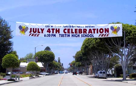 Hanging street banner sign