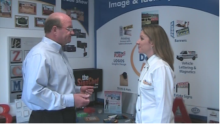 Video Screenshot of Beth Assisting Ron with His Custom Sign Questions