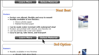 Screenshot of our Sign Material Selection Wizard